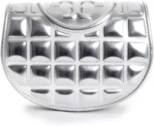 Tory Burch Fleming Metallic Square Quilt Mini Chain Wallet