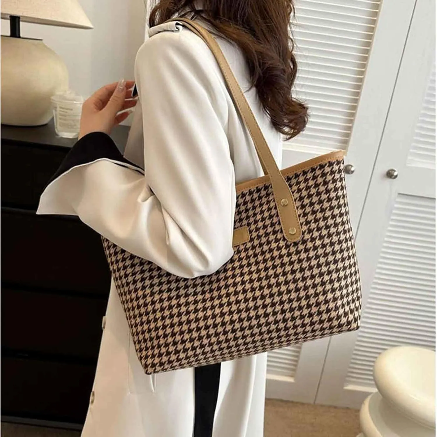 Tote Bag For Women Elegant Leather Solid Color Shoulder Bag Zipper Plus Large Bag Hand Bag For Travel Essential Q