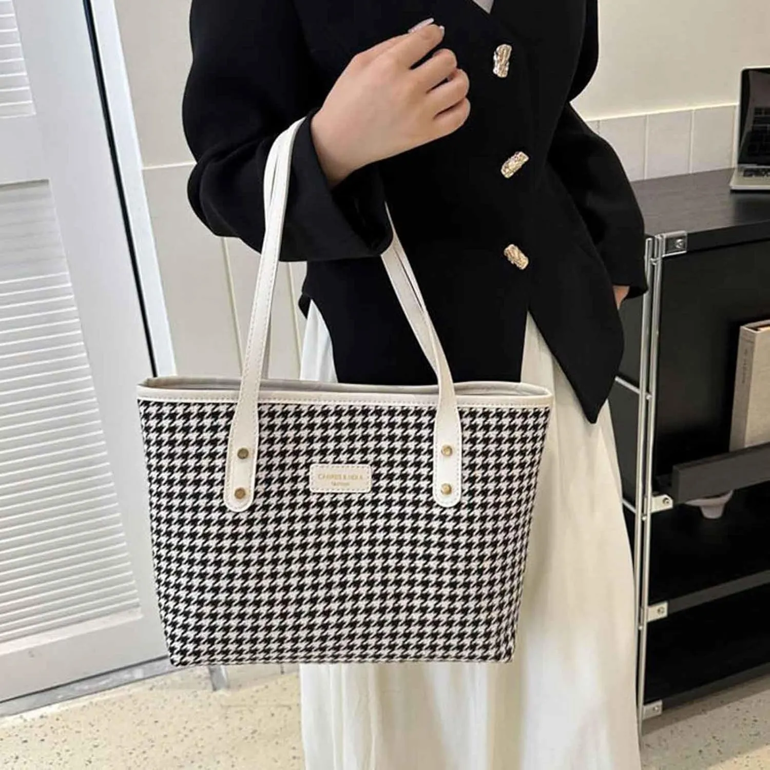 Tote Bag For Women Elegant Leather Solid Color Shoulder Bag Zipper Plus Large Bag Hand Bag For Travel Essential Q
