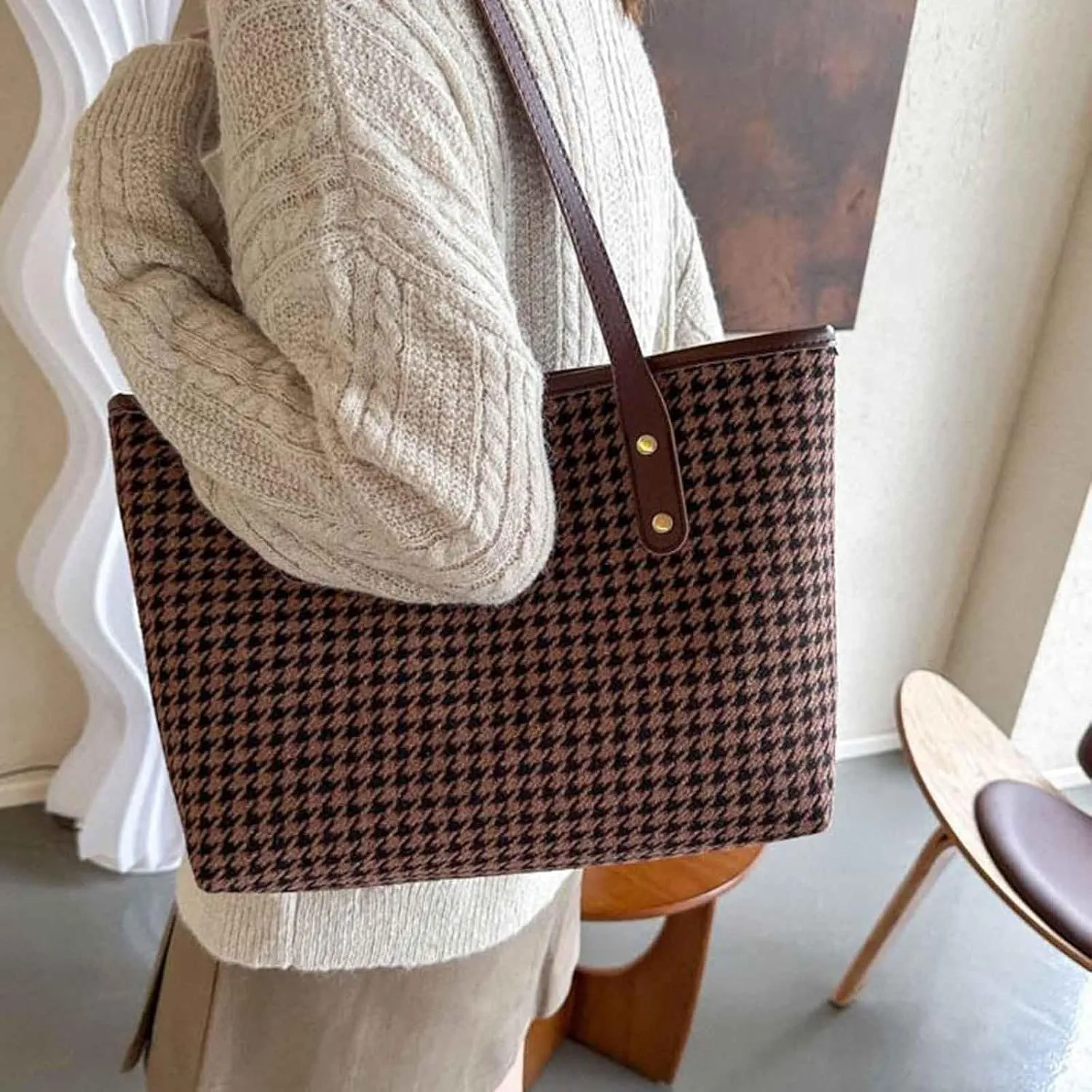 Tote Bag For Women Elegant Leather Solid Color Shoulder Bag Zipper Plus Large Bag Hand Bag For Travel Essential Q