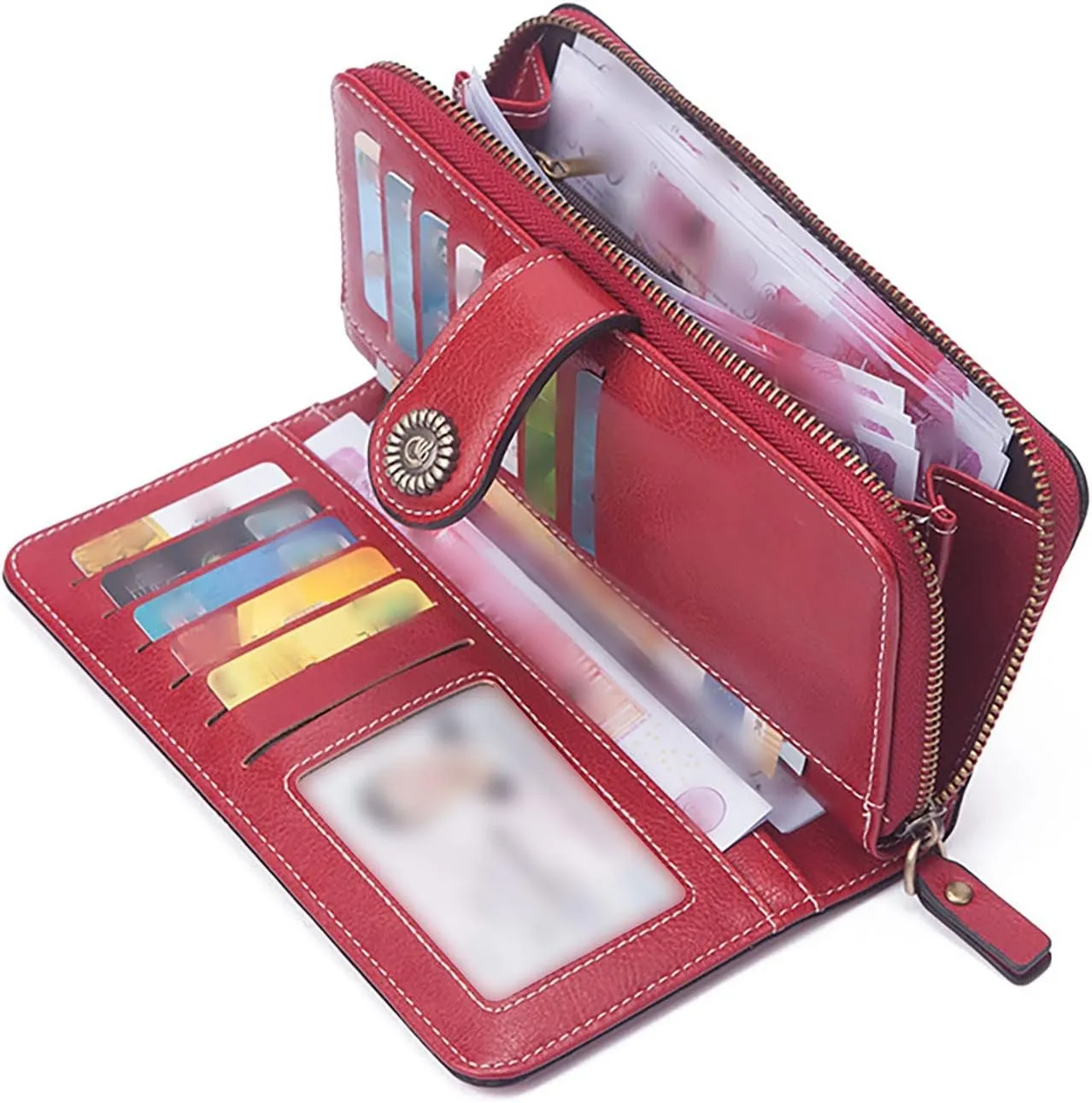 Tote Bag For Women Ladies Zip Purse Card Slot Wallet Leather Mini Small Card Purses Wallets For Shopping Travel Essential D