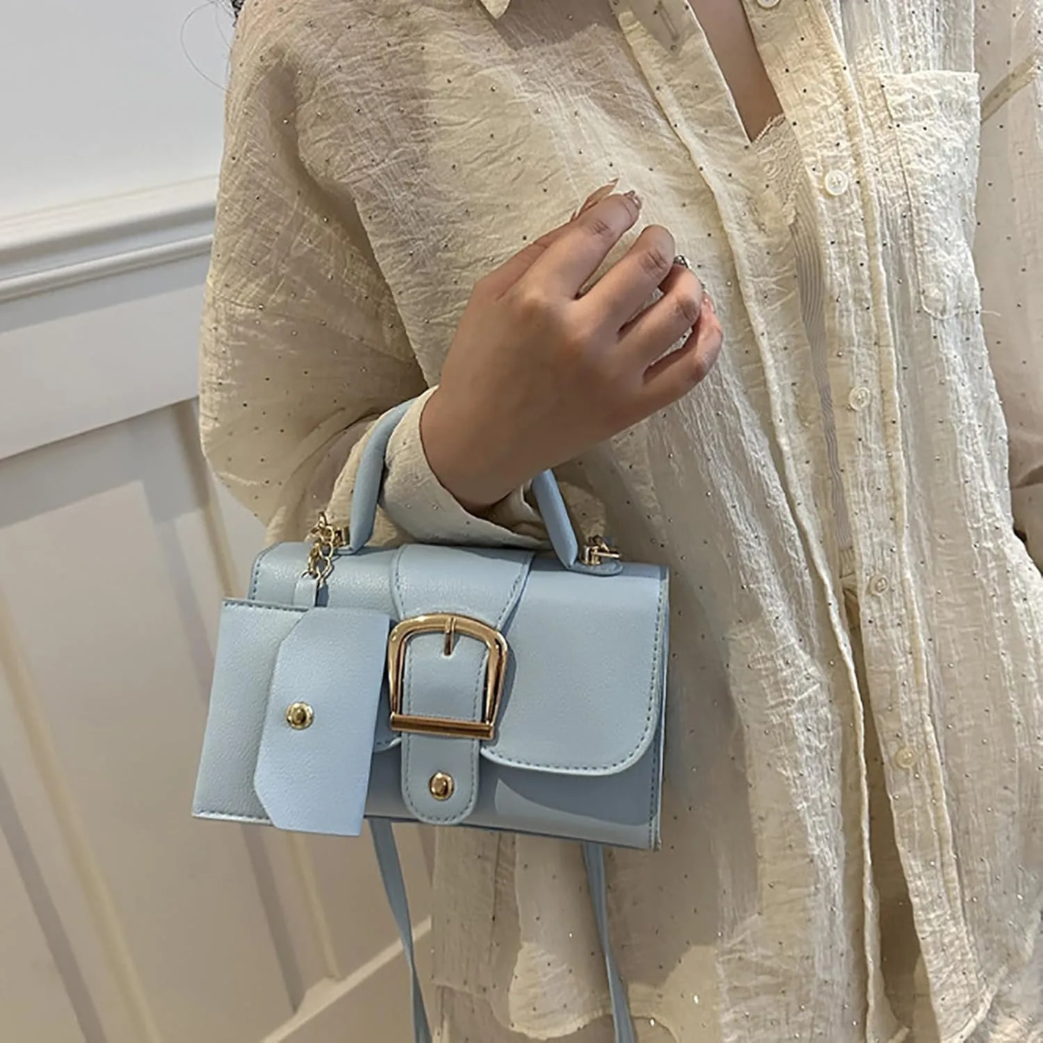 Tote Shoulder Bag Color Small Square Bag Simple Retro Handbag Trendsetter Stylish Child Body Single Shoulder For Women