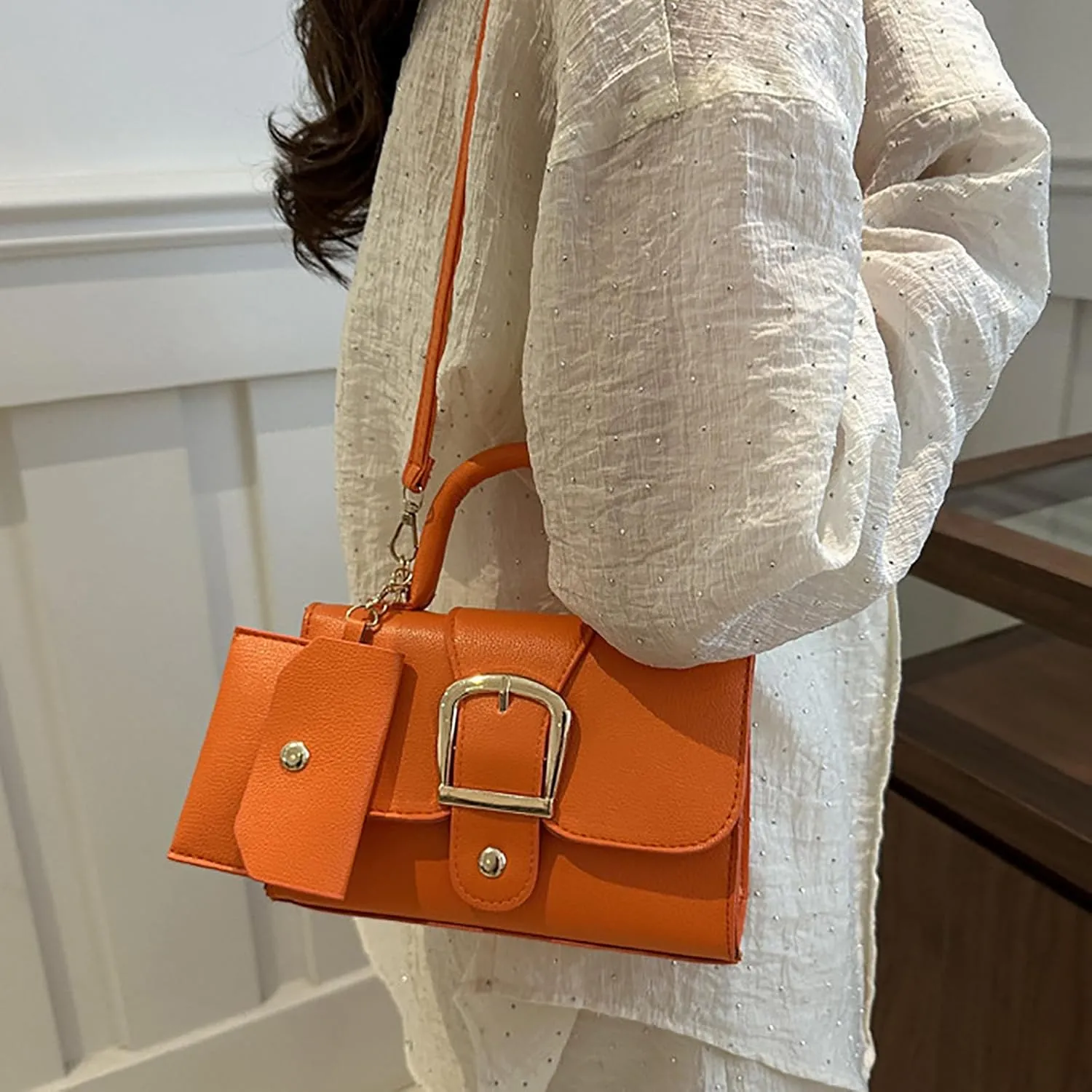 Tote Shoulder Bag Color Small Square Bag Simple Retro Handbag Trendsetter Stylish Child Body Single Shoulder For Women