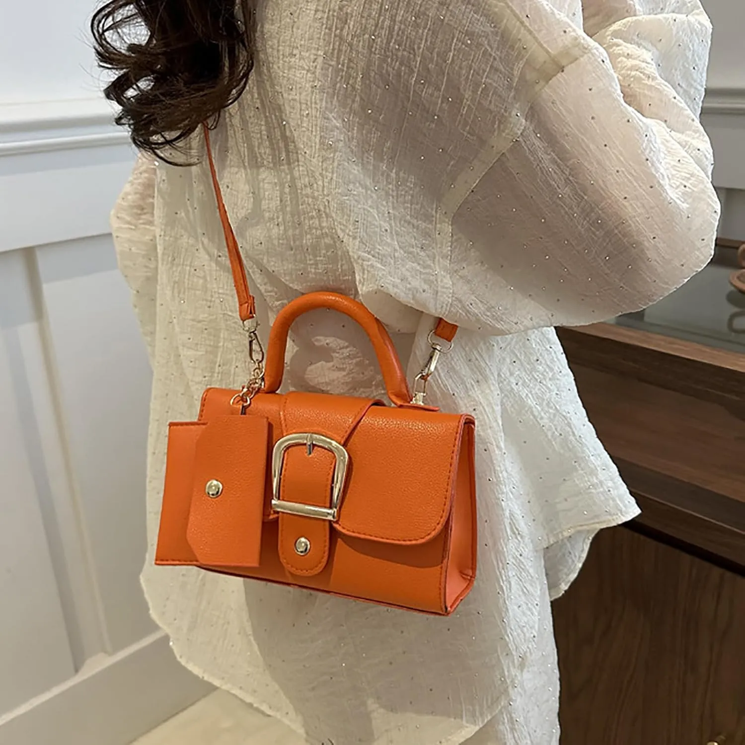 Tote Shoulder Bag Color Small Square Bag Simple Retro Handbag Trendsetter Stylish Child Body Single Shoulder For Women