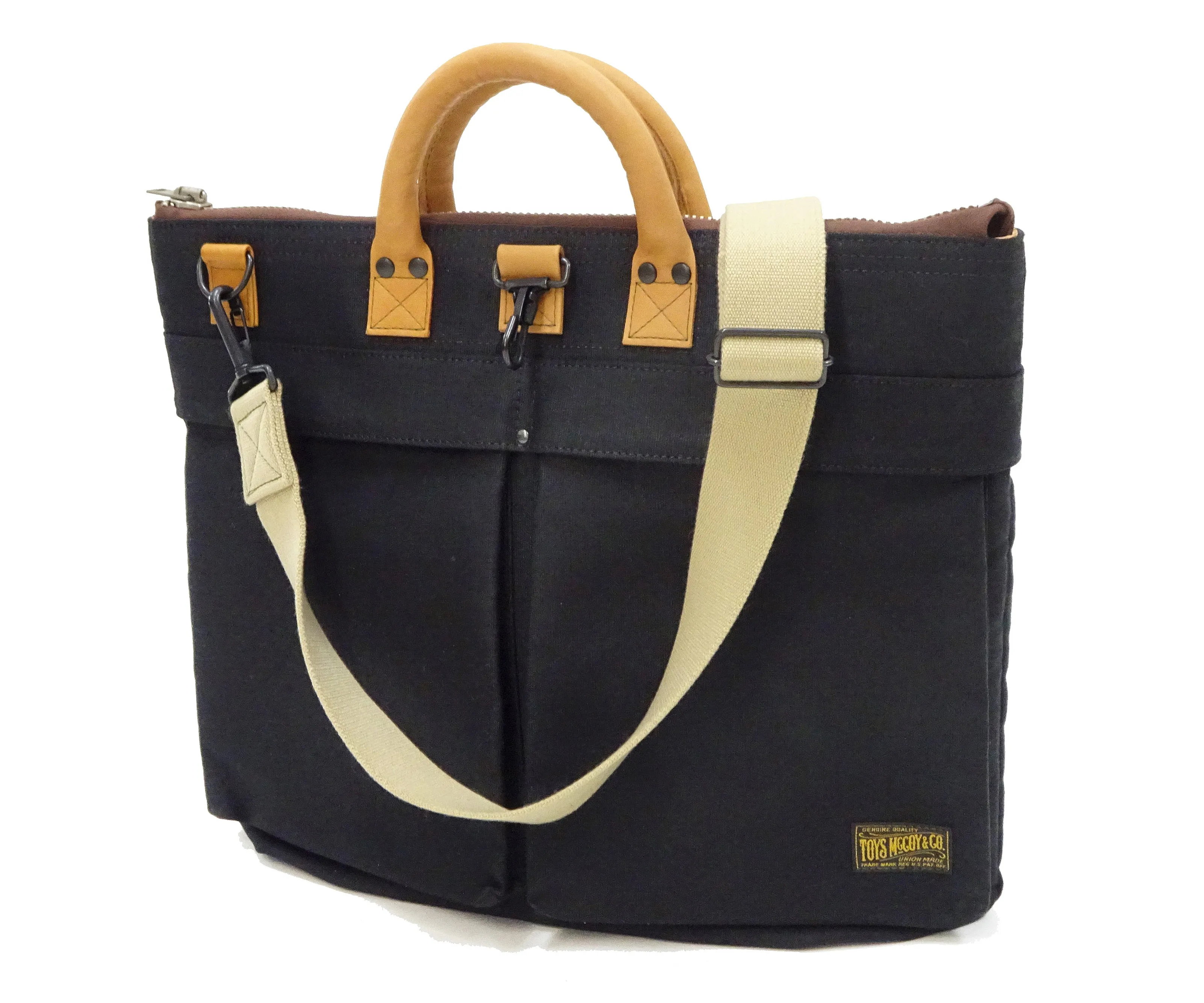 TOYS McCOY Bag Men's Casual Corded-Cotton Jungle Cloth Canvas Shoulder Bag Inspired by USAF Military Helmet Bag TMA2333 Black