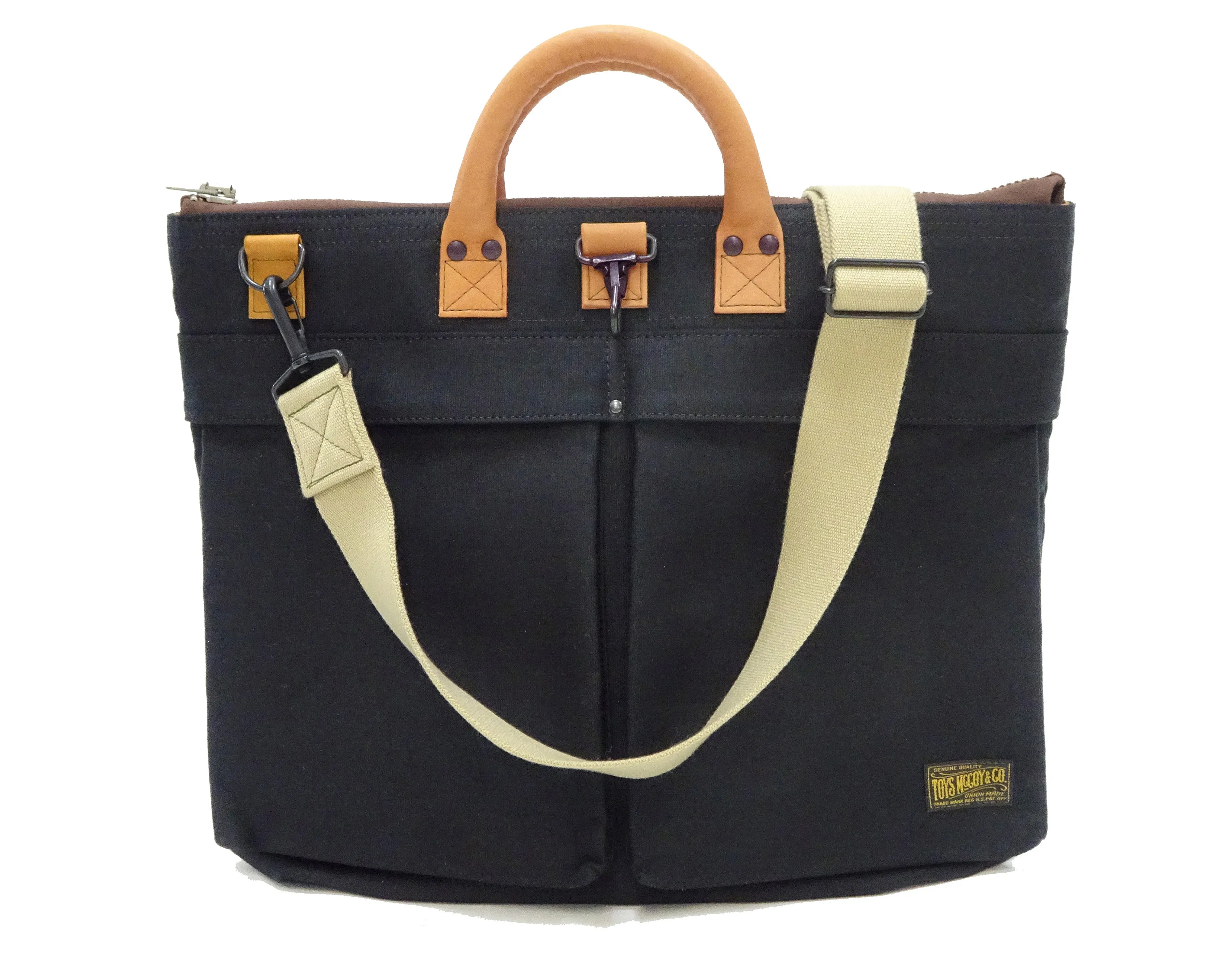 TOYS McCOY Bag Men's Casual Corded-Cotton Jungle Cloth Canvas Shoulder Bag Inspired by USAF Military Helmet Bag TMA2333 Black