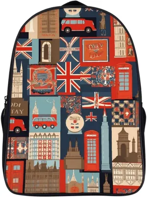Travel Backpack for Men Women Carry On Backpack 16 In Laptop Backpack England Symbols Backpack for Work Hiking