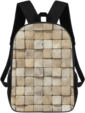 Travel Backpack for Men Women Carry On Backpack 17 In Laptop Backpack Beige And Light Brown Backpack for Work Hiking, XB0604022