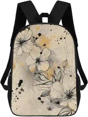 Travel Backpack for Men Women Carry On Backpack 17 In Laptop Backpack Beige Line Art Backpack for Work Hiking