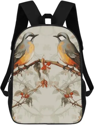 Travel Backpack for Men Women Carry On Backpack 17 In Laptop Backpack Birds Vintage Art Backpack for Work Hiking