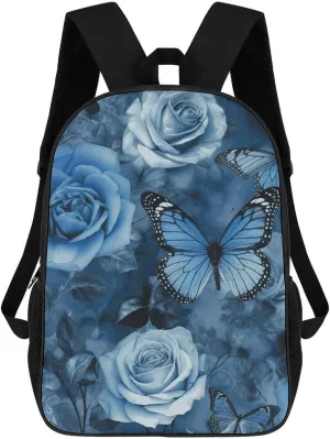 Travel Backpack for Men Women Carry On Backpack 17 In Laptop Backpack Blue Rose Backpack for Work Hiking