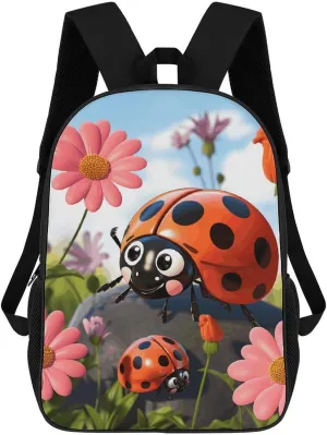 Travel Backpack for Men Women Carry On Backpack 17 In Laptop Backpack Cartoon Ladybug Flower Backpack for Work Hiking