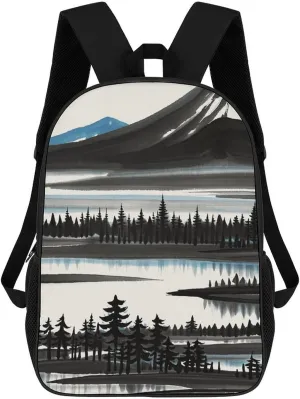 Travel Backpack for Men Women Carry On Backpack 17 In Laptop Backpack Mt. Fuji Ink Painting Backpack for Work Hiking