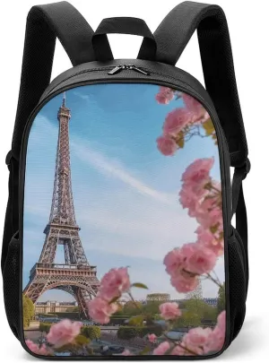 Travel Backpack for Men Women Carry On Backpack 17 In Laptop Backpack Paris Eiffel Tower with Flowers Backpack for Work Hiking