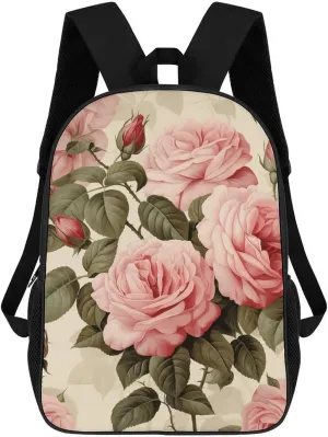 Travel Backpack for Men Women Carry On Backpack 17 In Laptop Backpack Peach Roses on Pattern Backpack for Work Hiking