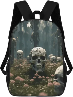 Travel Backpack for Men Women Carry On Backpack 17 In Laptop Backpack Skull And Flowers Backpack for Work Hiking