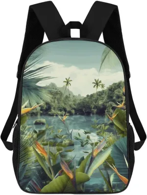 Travel Backpack for Men Women Carry On Backpack 17 In Laptop Backpack Tropical Landscape Backpack for Work Hiking