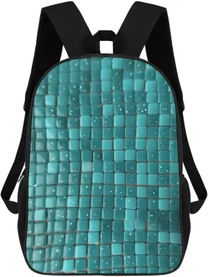 Travel Backpack for Men Women Carry On Backpack 17 In Laptop Backpack Turquoise Small Dot Tiles Backpack for Work Hiking, XB0604022