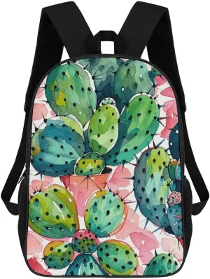 Travel Backpack for Men Women Carry On Backpack 17 In Laptop Backpack Watercolor Succulent Cactus Backpack for Work Hiking