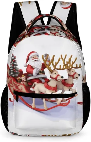 Travel Backpack for Men Women Carry On Backpack Lightweight Laptop Backpack Santa Claus Reindeer Sled Backpack for Work Hiking
