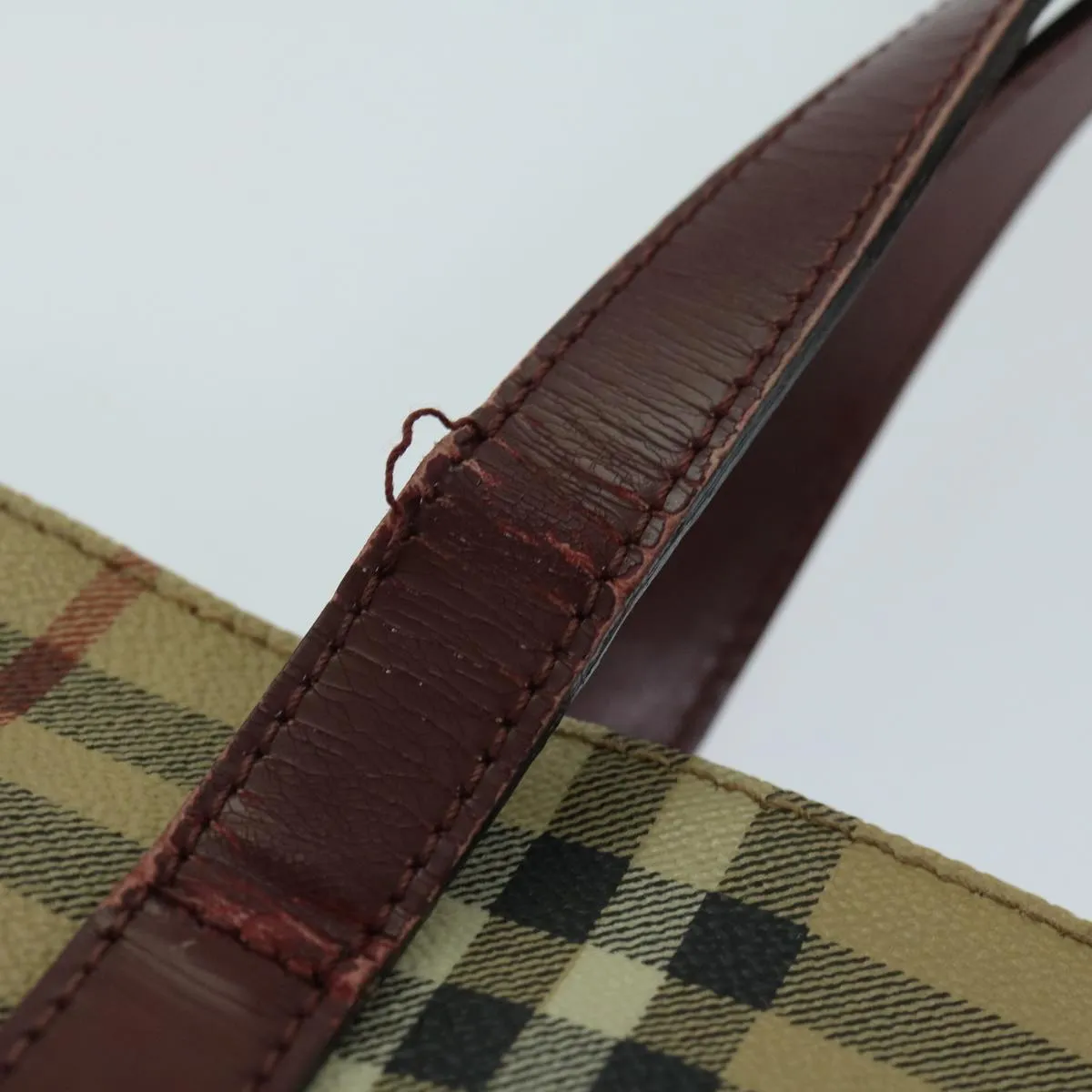 Trendy Inspired Burberry Nova Check Tote Bag Pvc Beige Auth 67654