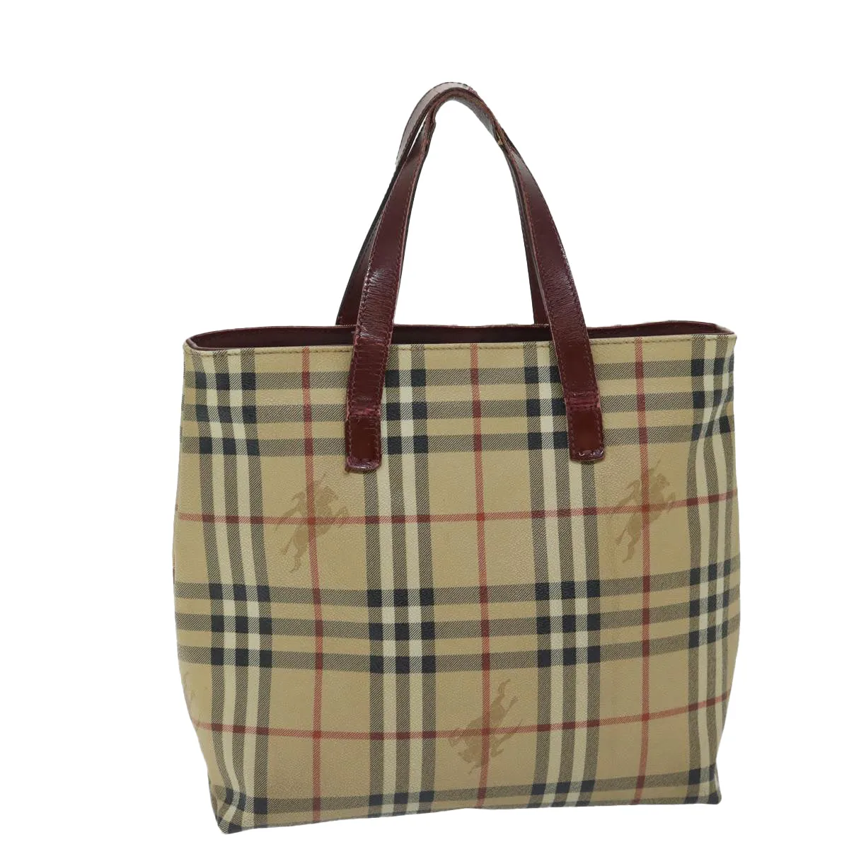 Trendy Inspired Burberry Nova Check Tote Bag Pvc Beige Auth 67654