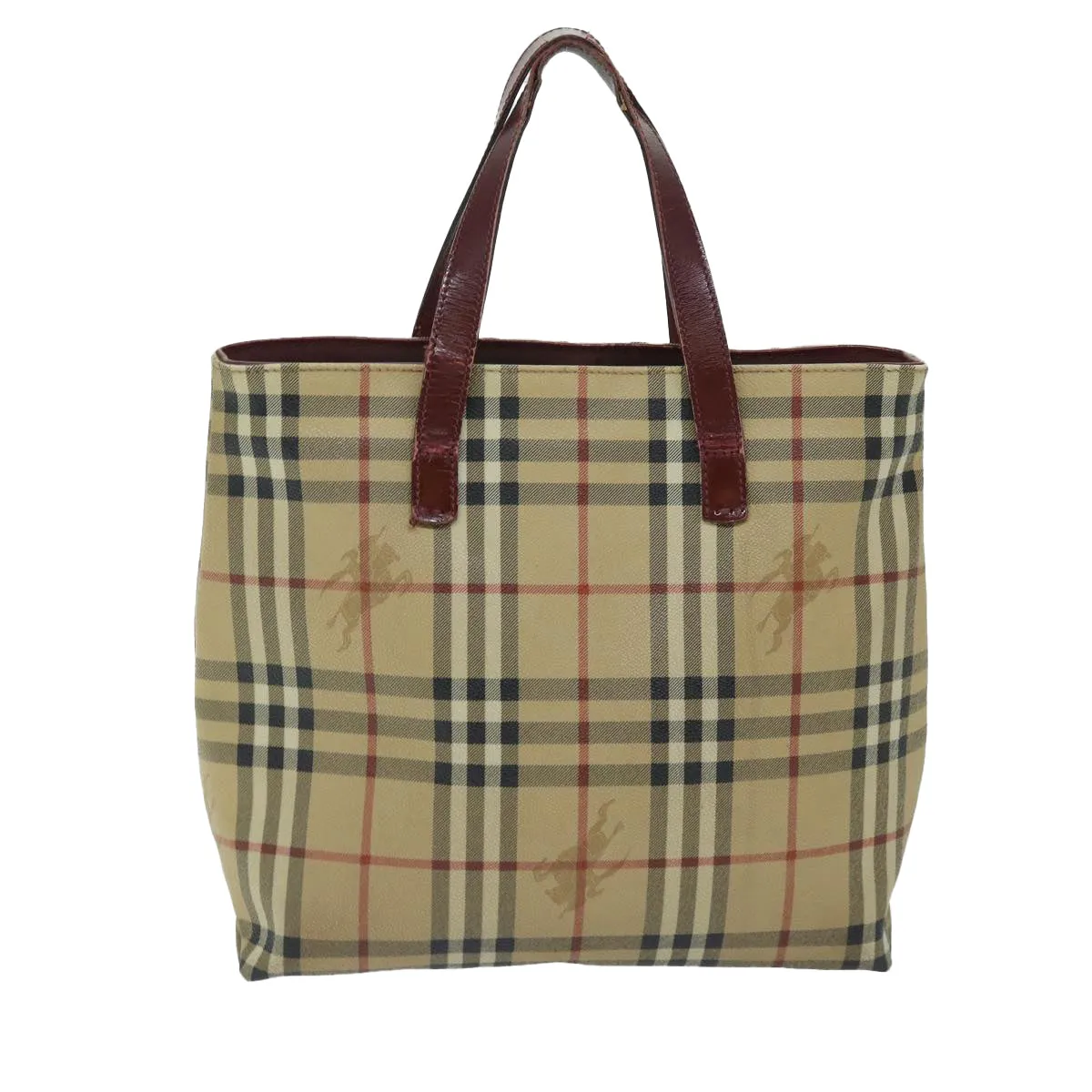 Trendy Inspired Burberry Nova Check Tote Bag Pvc Beige Auth 67654