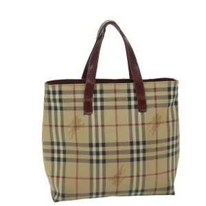 Trendy Inspired Burberry Nova Check Tote Bag Pvc Beige Auth 67654