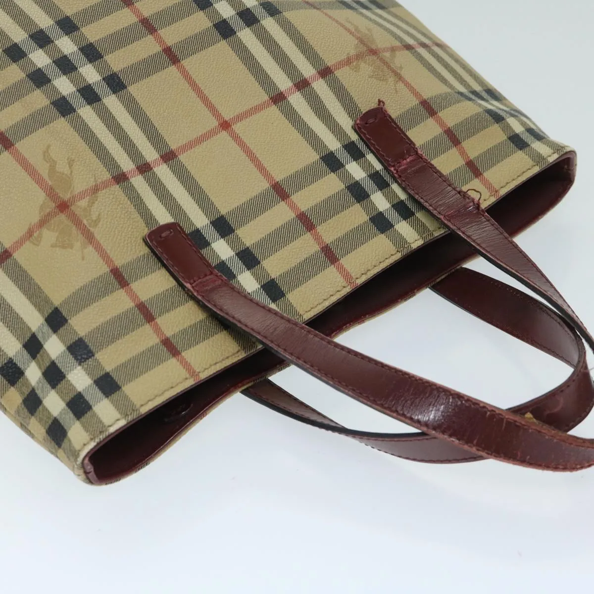 Trendy Inspired Burberry Nova Check Tote Bag Pvc Beige Auth 67654