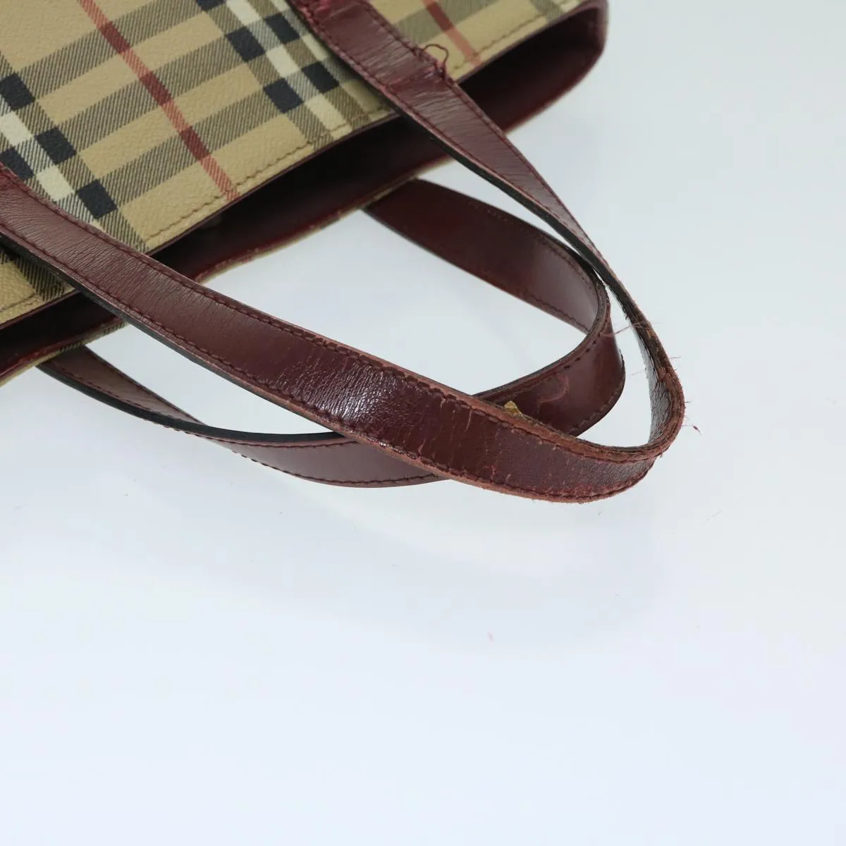 Trendy Inspired Burberry Nova Check Tote Bag Pvc Beige Auth 67654