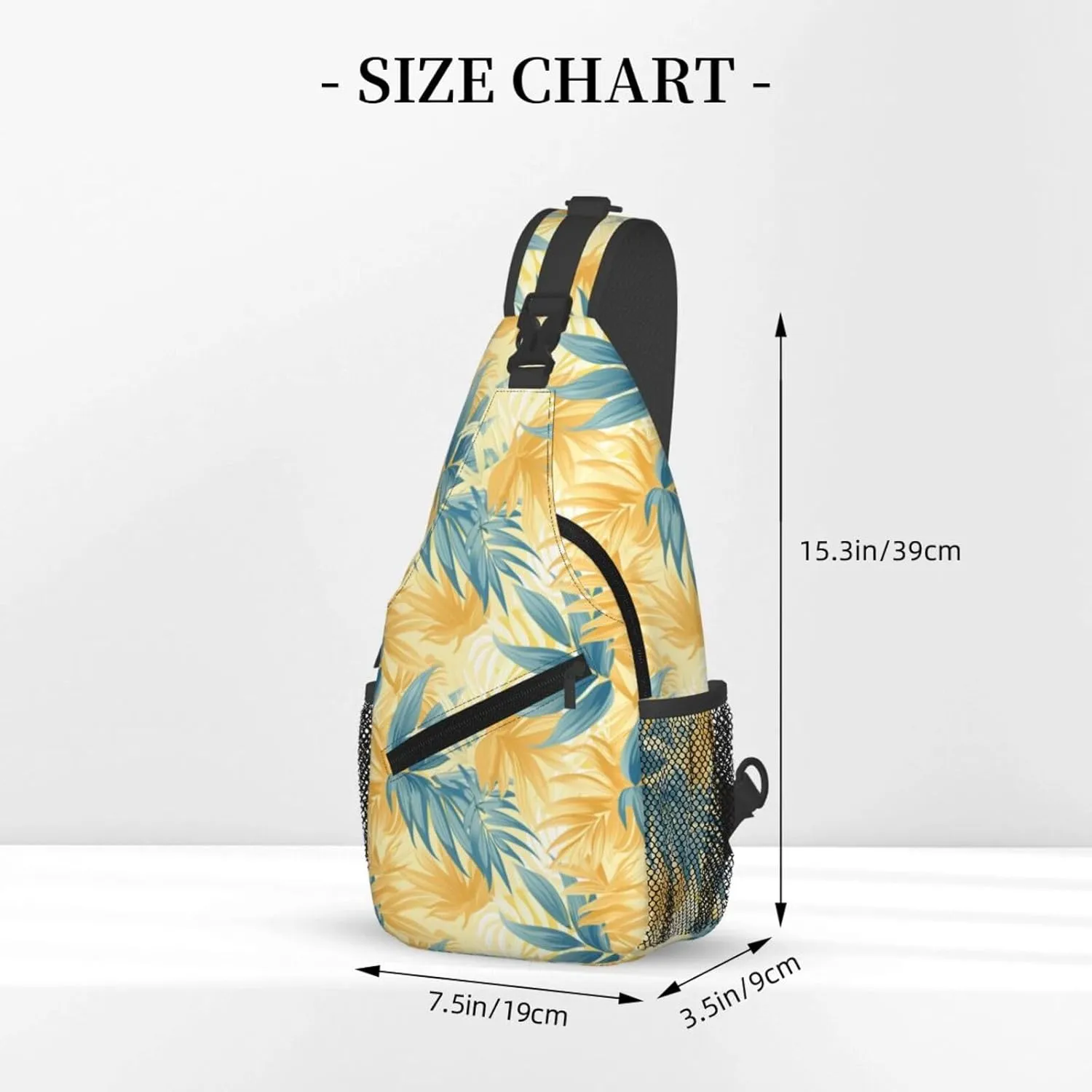 Tropical Leaves Backpack Travel Hiking Daypack Chest Bags Crossbody Shoulder Bag