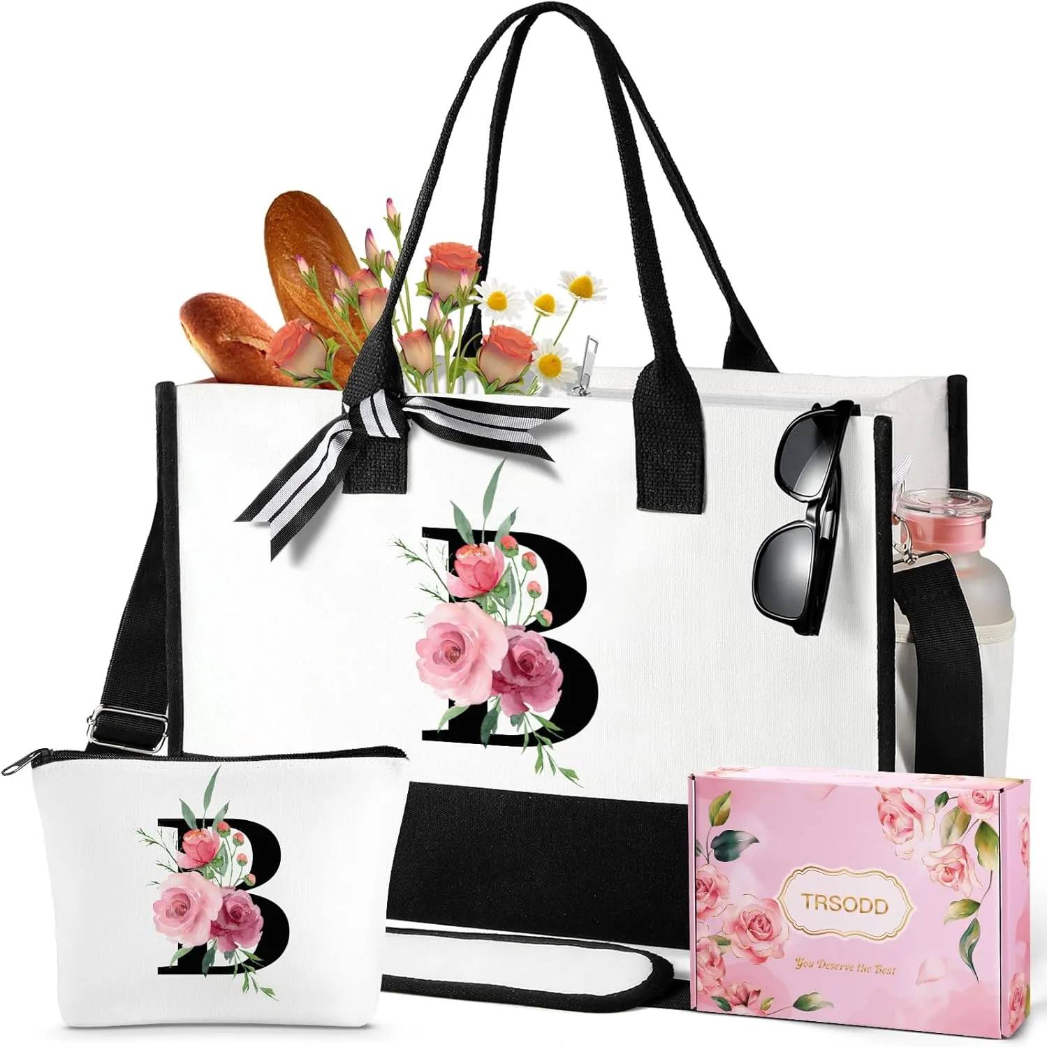 TRSODD Grandma Birthday Gifts, Best Grandma Ever Beach Bag With Inner Pocket