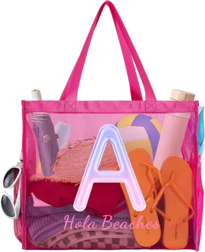 TRSODD Mesh Beach Bag w Inner Pocket, Large Beach Bags for Women, Beach Bags Waterproof Sandproof