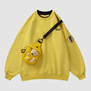 Unique Design  Fleece Hoodie  Teddy Bear Bag