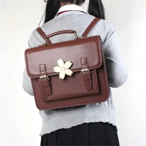 Uniwim JK uniform bag college schoolbag female shoulder pu Japanese student retro female handbag cherry blossom shoulder slanting cos
