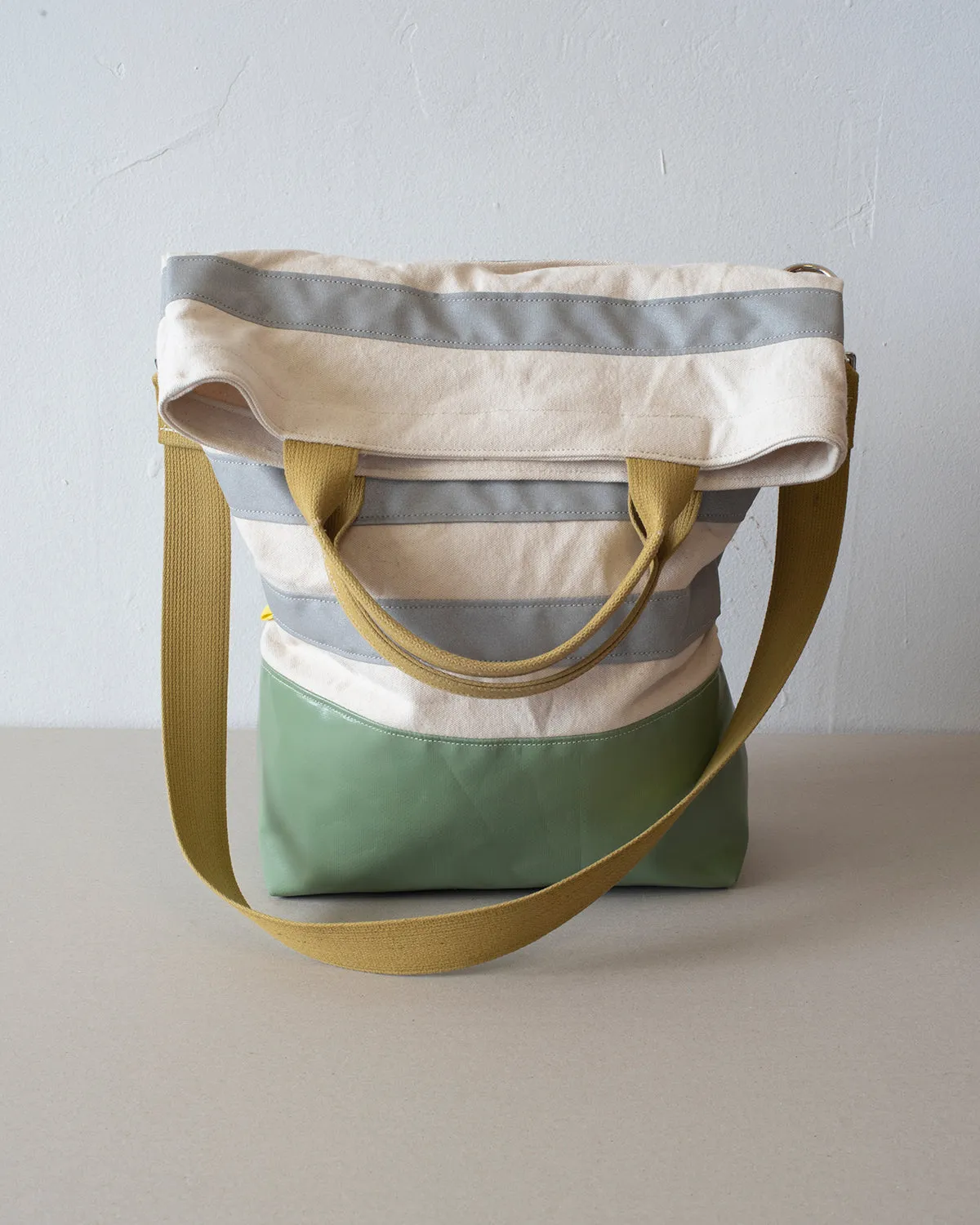 Urban Field Bag - Green and Silver Striped