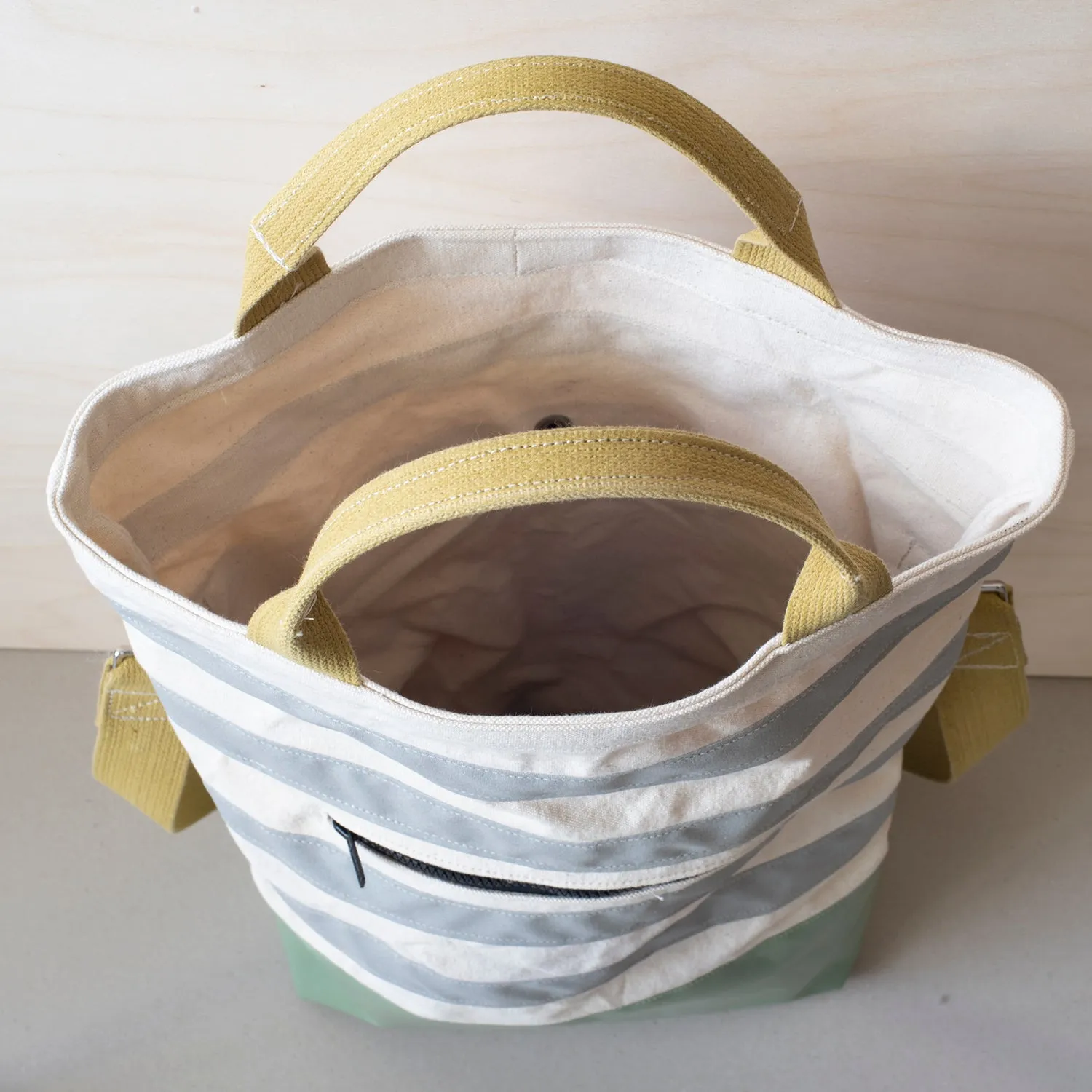 Urban Field Bag - Green and Silver Striped