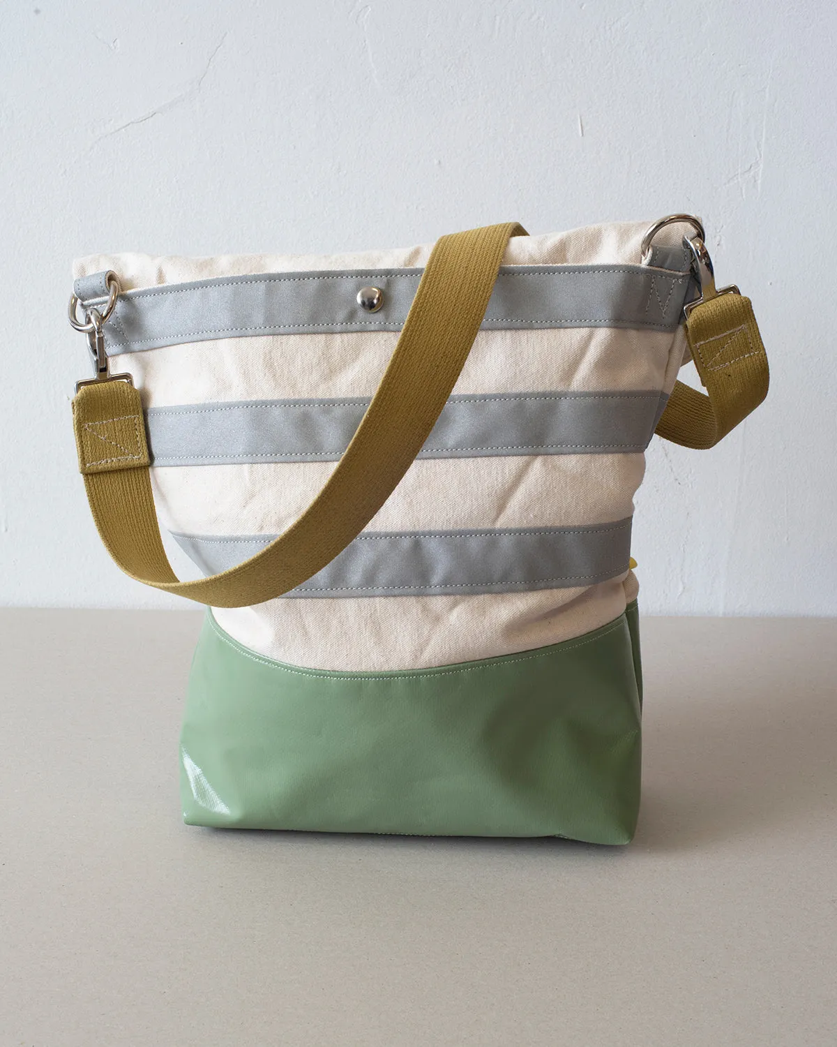 Urban Field Bag - Green and Silver Striped