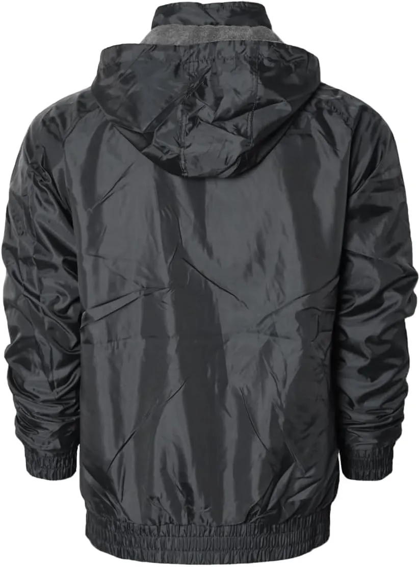 URBANJ Men's Water Resistant Fleece Lined Hooded Windbreaker Jacket
