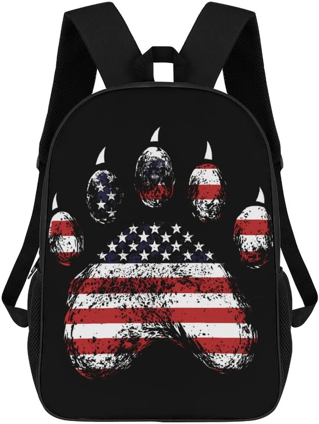 U.S Flag Bear Printed 17 Inch Shoulder Backpack Fashion Laptop Bag Travel Daypack for Camping Hiking