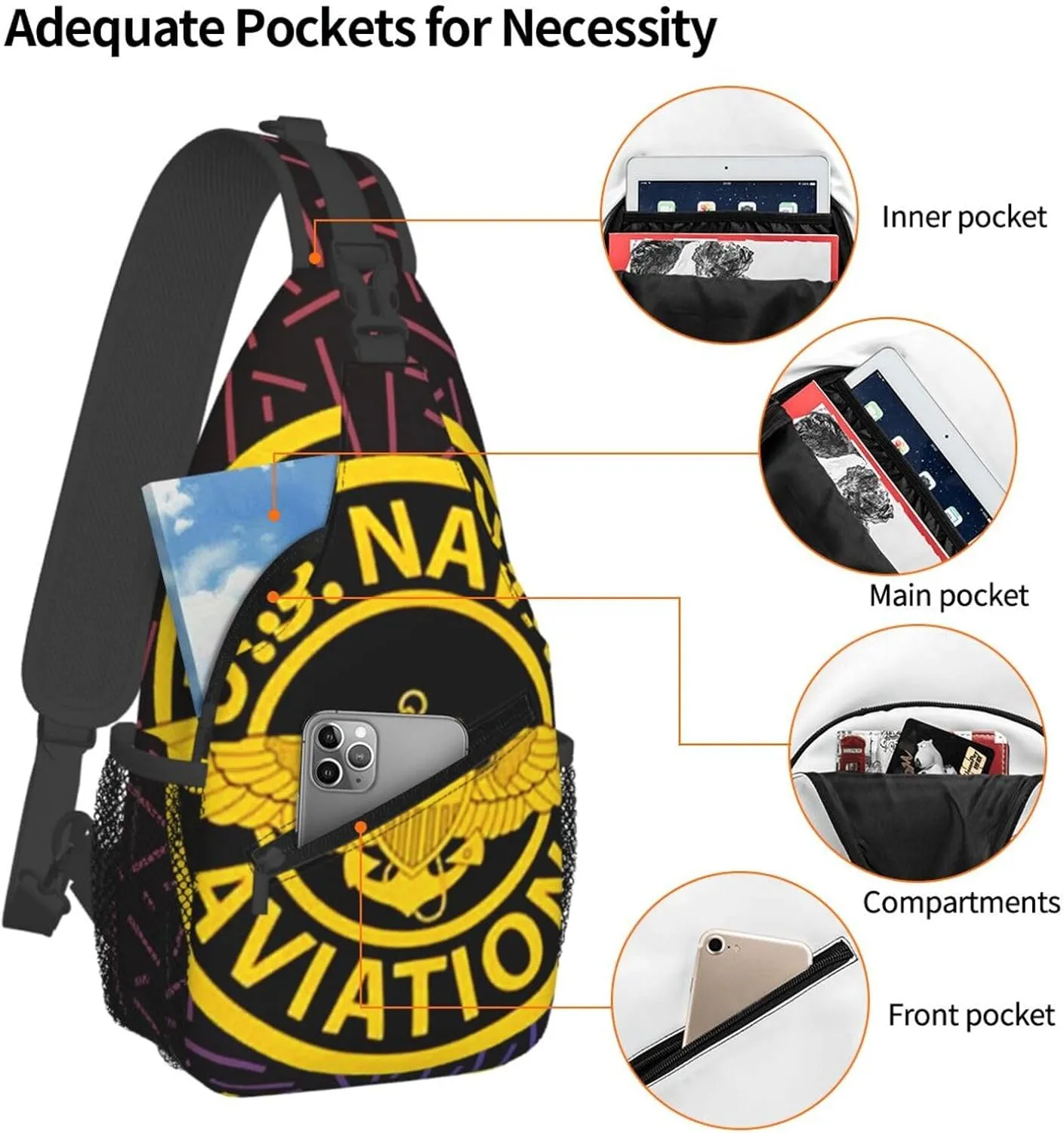 Us-Naval-Aviation Small Crossbody Backpack Sling Bag For Men Women Mini One Shoulder Chest Bags Gym Sport Travel Hiking Daypack
