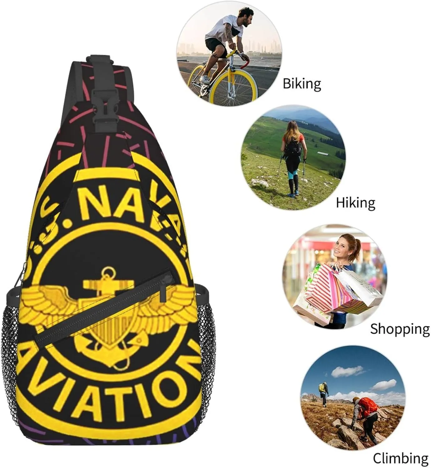 Us-Naval-Aviation Small Crossbody Backpack Sling Bag For Men Women Mini One Shoulder Chest Bags Gym Sport Travel Hiking Daypack