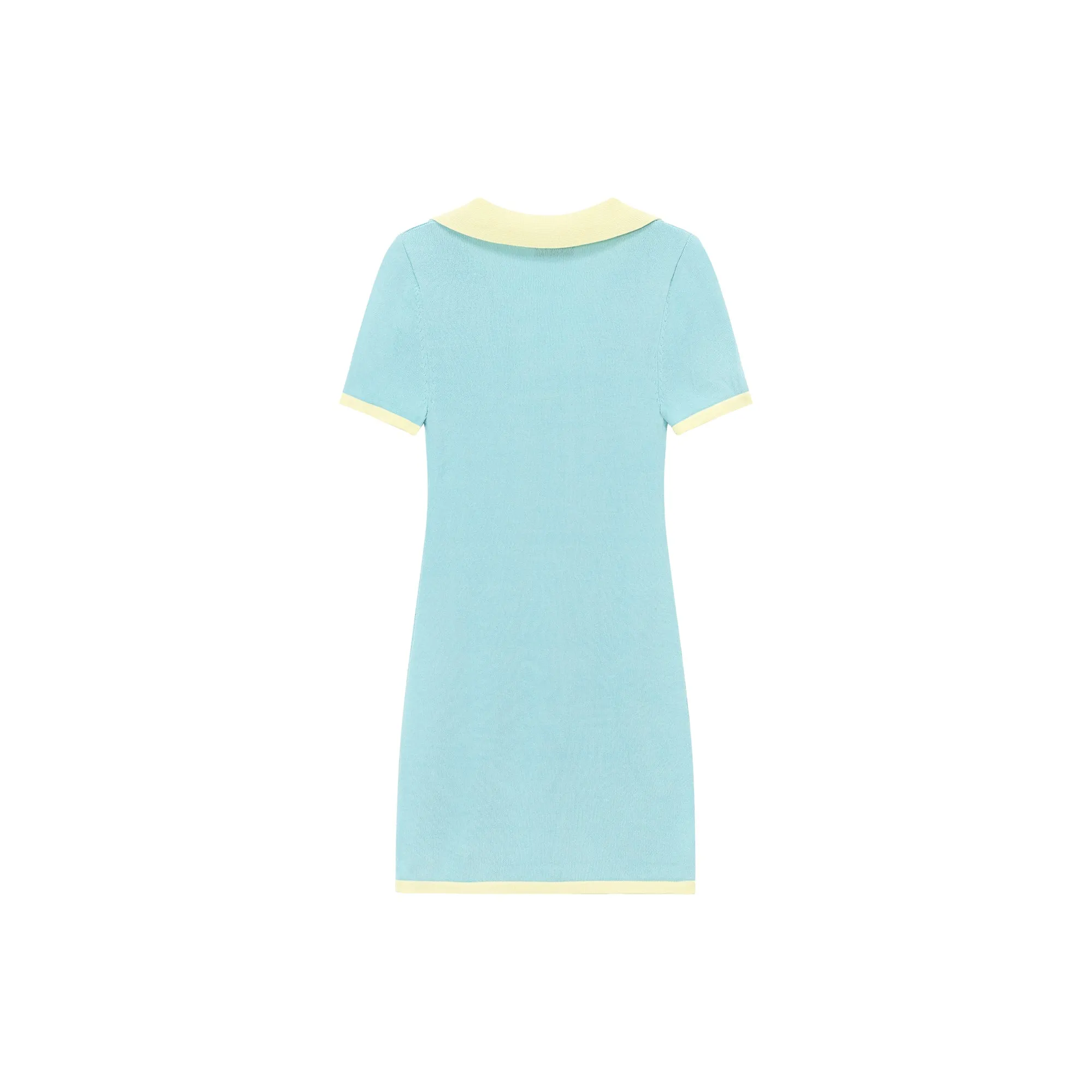 V- Neck Open Collar Colorblocked Mini Dress