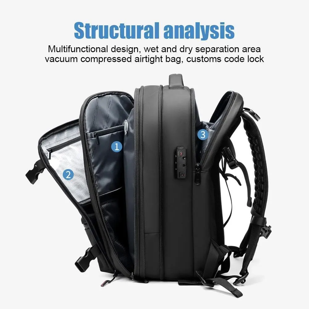 Vacuum Backpack, 60l Expandable Backpack With Vacuum Compression, Waterproof And Anti-theft Vacuum Backpack Travel, Backpack Compression Vacuum for Laptop/Business/College/Camping(gray)