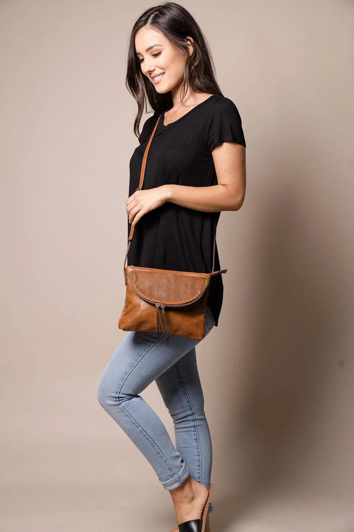 Vegan Leather Crossbody Zara Bag - Brown