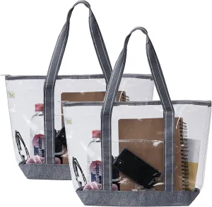 VENO Clear Bag Transparent Vinyl PVC Tote, Stadium, Outdoor, Beach, Pool