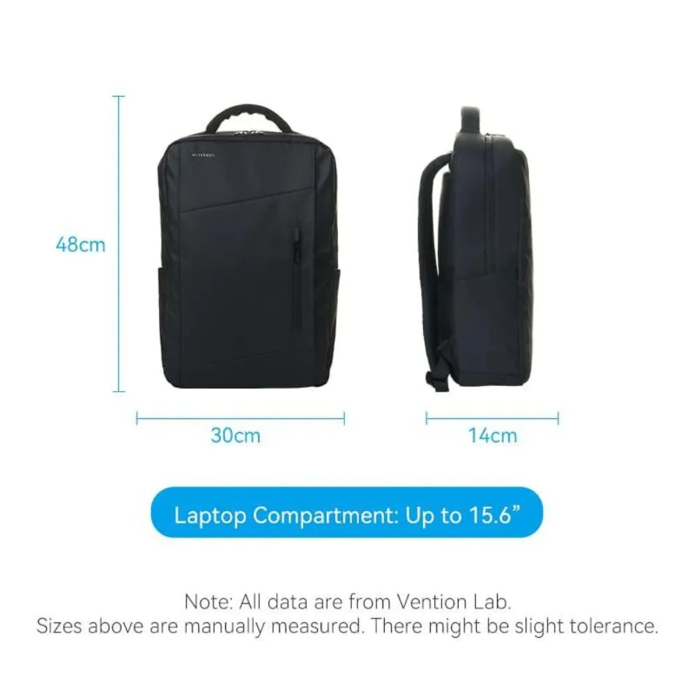 Vention 20L Water-Repellant Anti-Theft Laptop Backpack with Compartment for Laptop/Tablet, Zippered Pocket, Mesh Pocket, Right Side Pocket, Right Front Pocket, Anti-Theft Back Zipper Pocket   Side Pockets | KRRB0