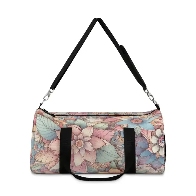 Vibrant Floral Polyester Duffel Bag