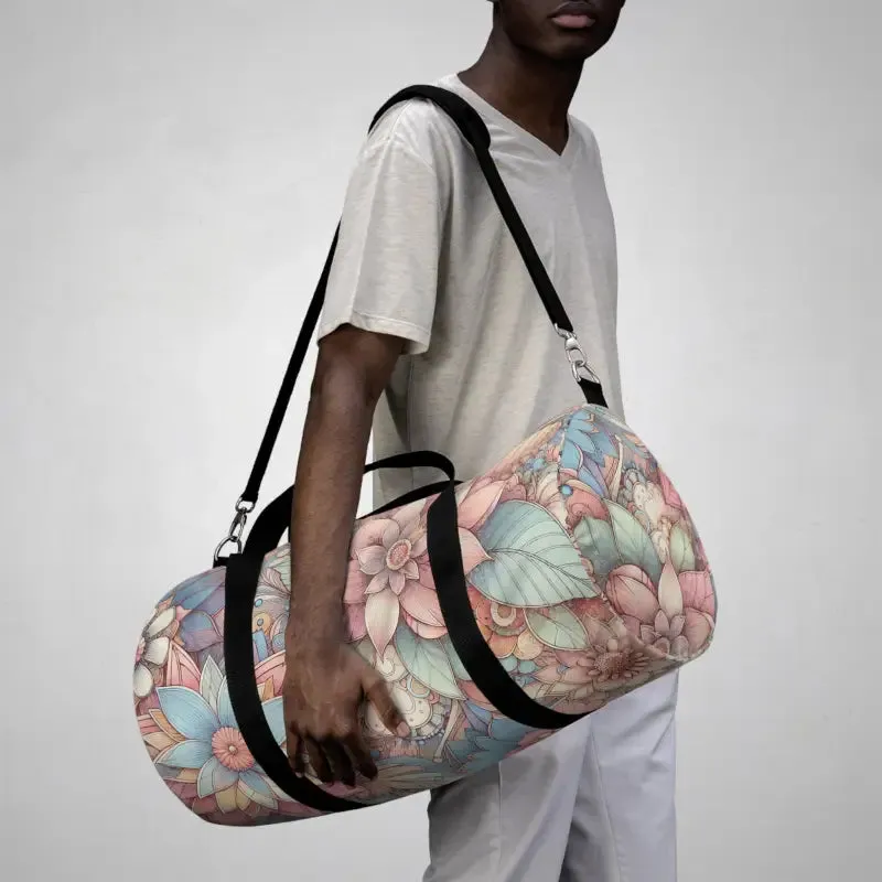 Vibrant Floral Polyester Duffel Bag