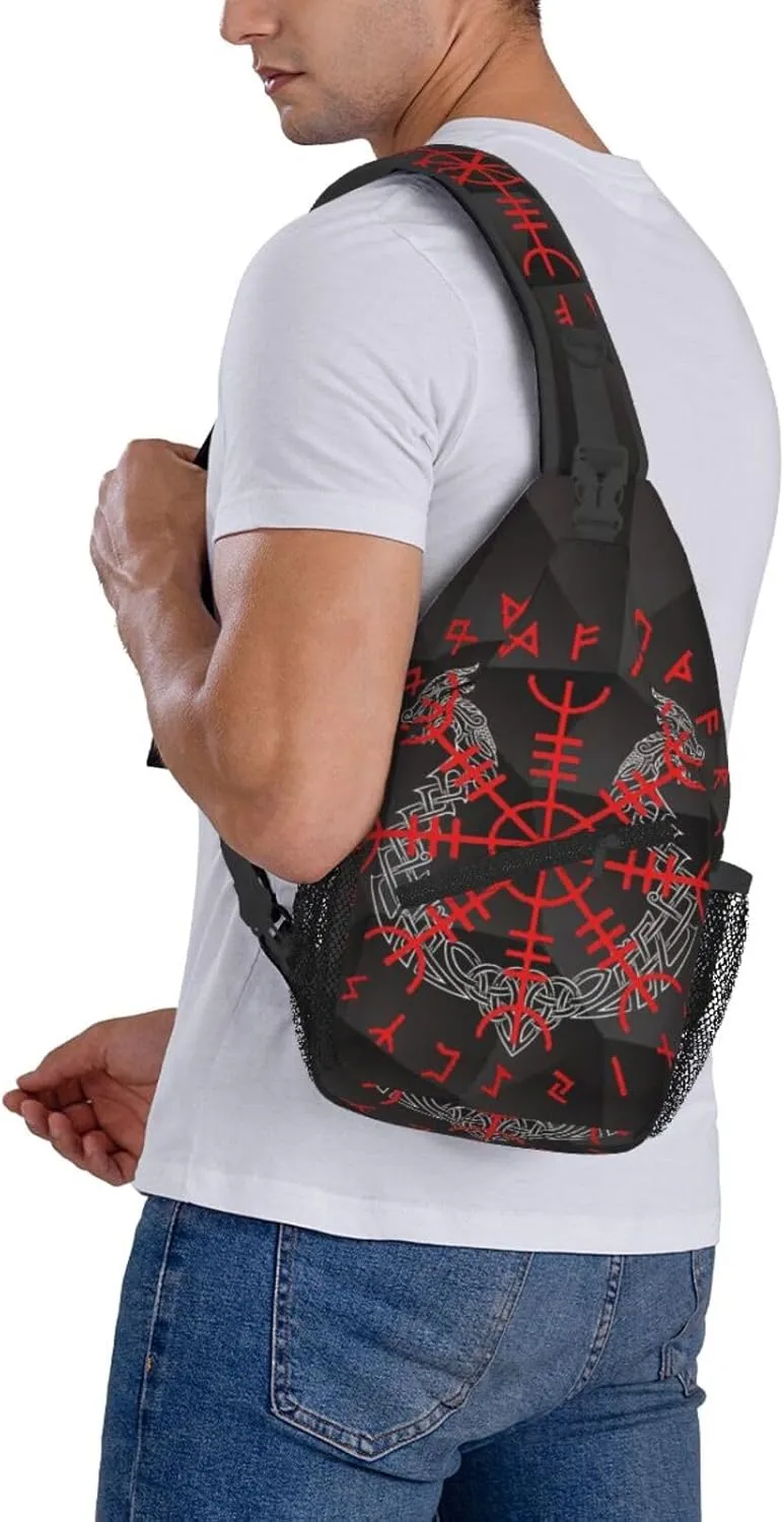 Viking Helm Of Awe Small Crossbody Backpack Sling Bag For Men Women Mini One Shoulder Chest Bags Gym Sport Travel Hiking Daypack